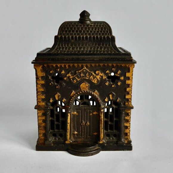 J E Stevens 1887 Cast Iron Roof Building Bank - Picture 1 of 7